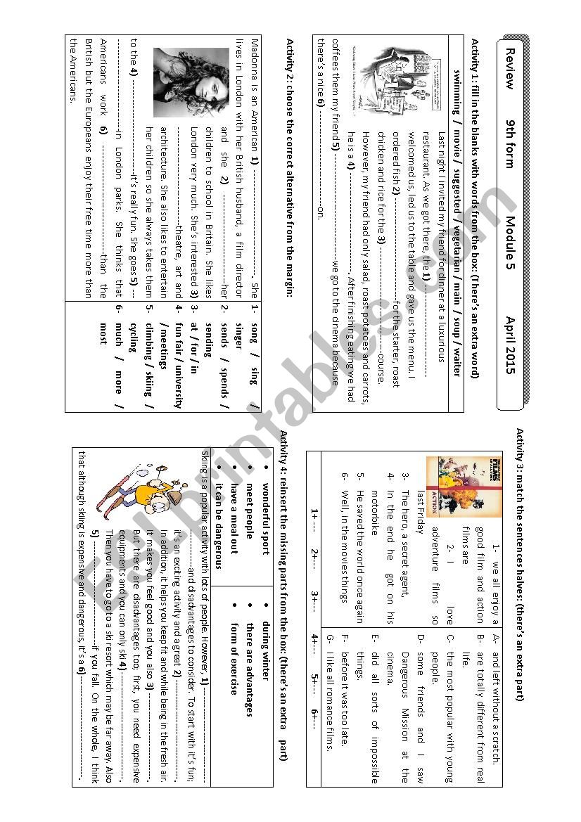 tunisian students 9th form  worksheet