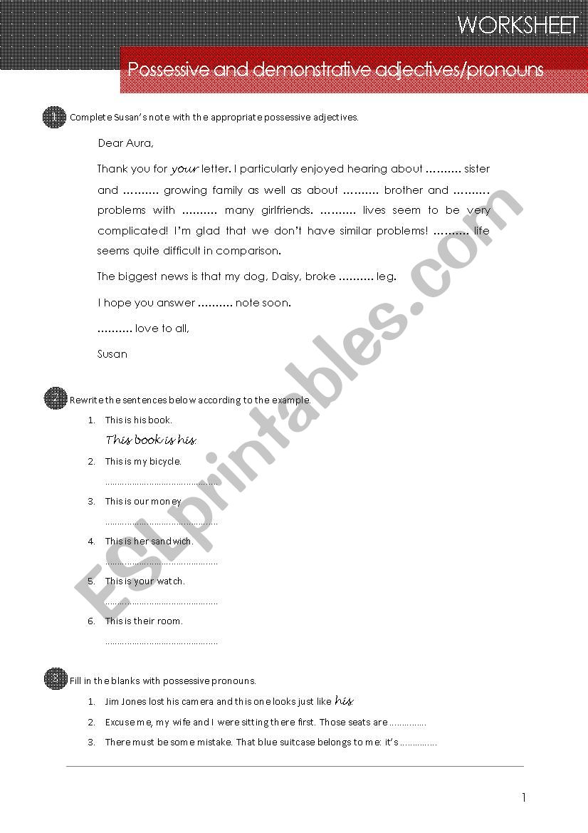 Possessive and Demonstrative Pronouns and Adjectives