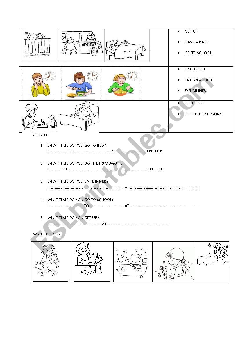 Routine verbs worksheet