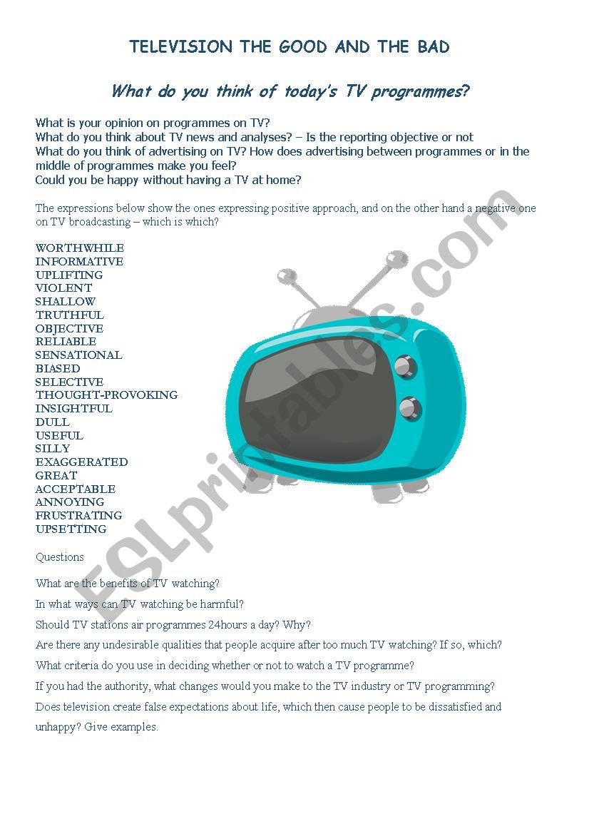 Computers, TV worksheet