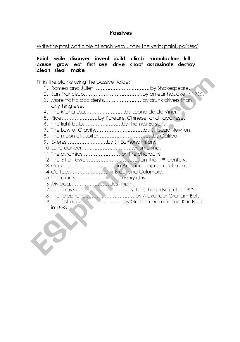 Passive Voice  worksheet