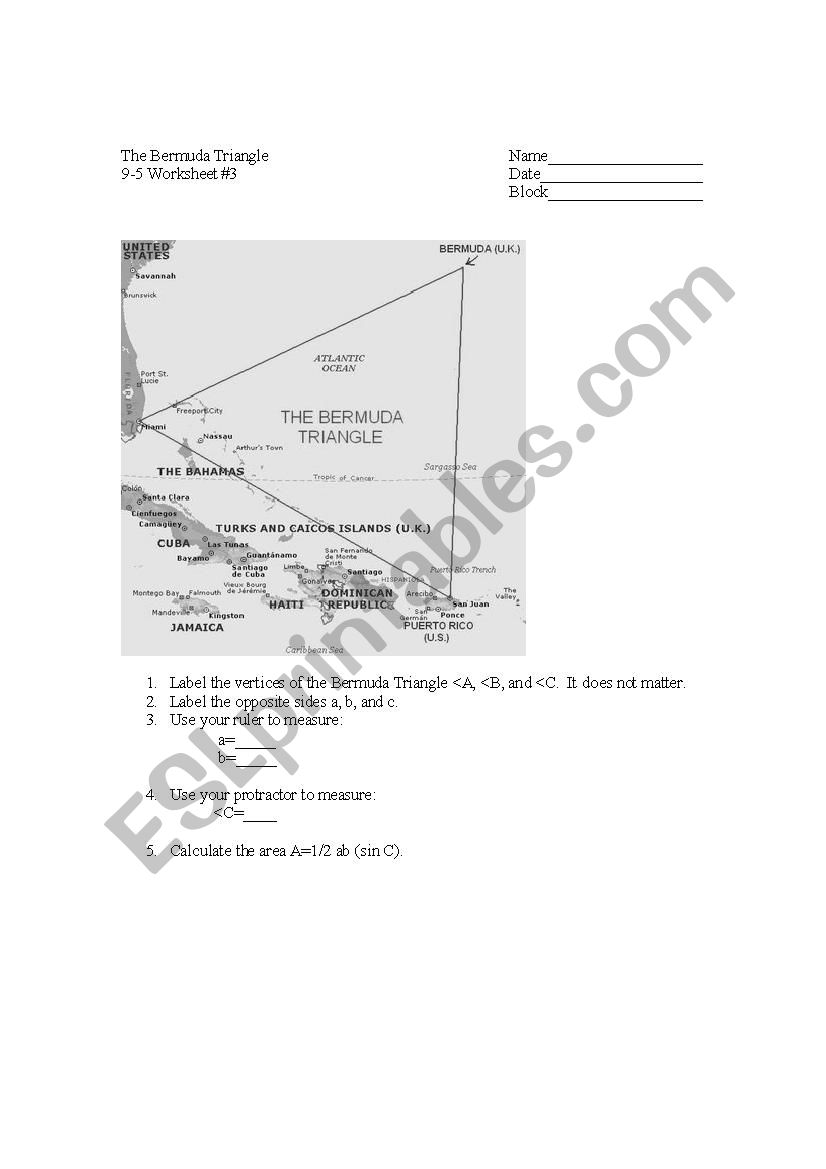 bermuda triangle worksheet