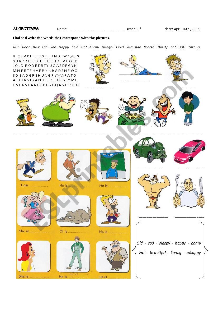 adjectives worksheet worksheet