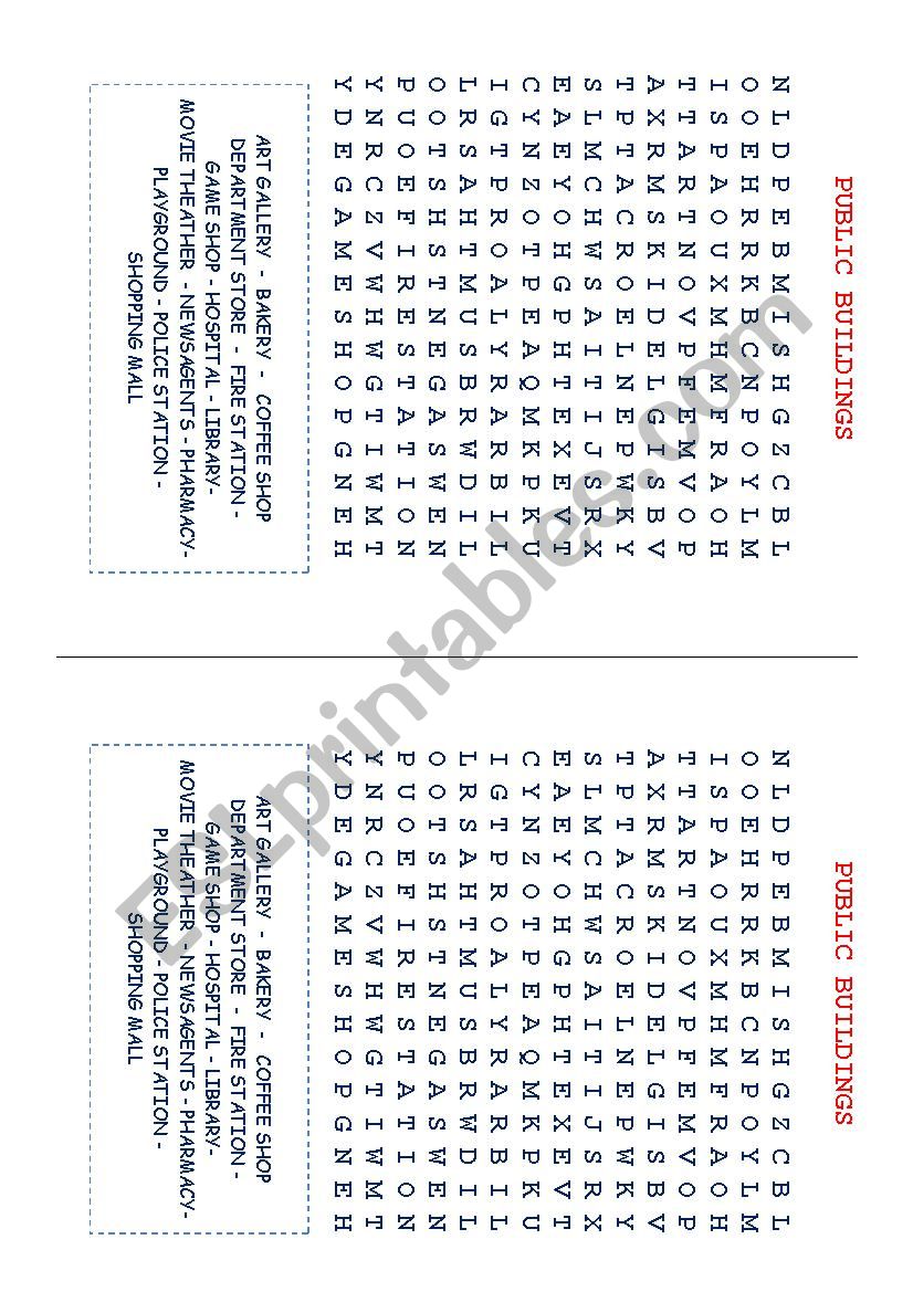 Public Buildings worksheet
