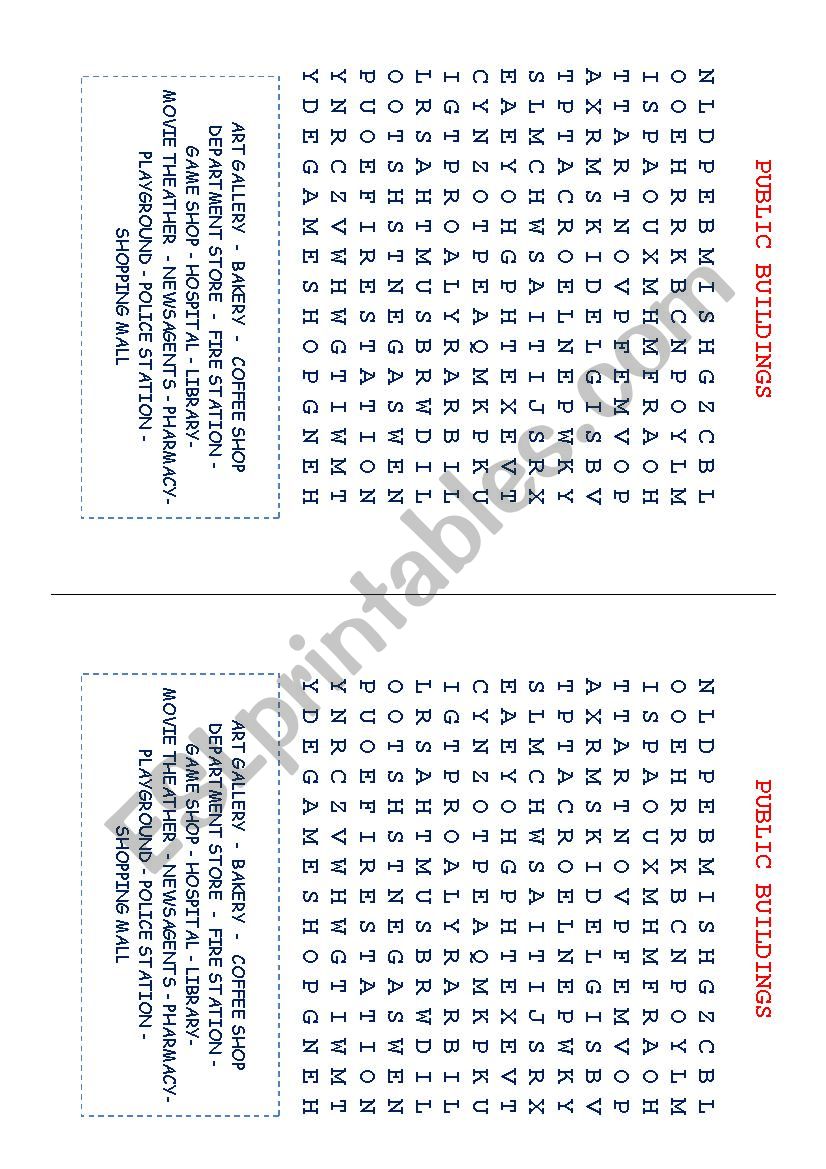 Public Buildings worksheet