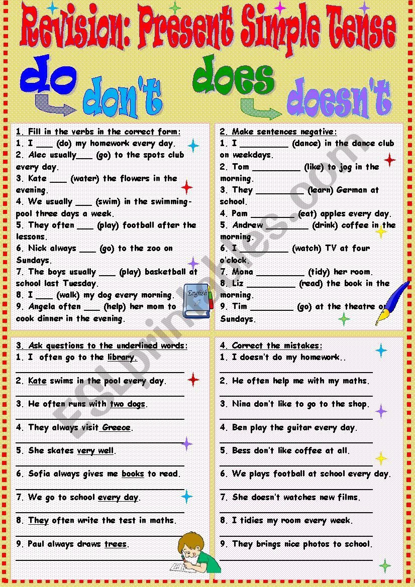 Revision: Present or Past Simple - ESL worksheet by Tmk939