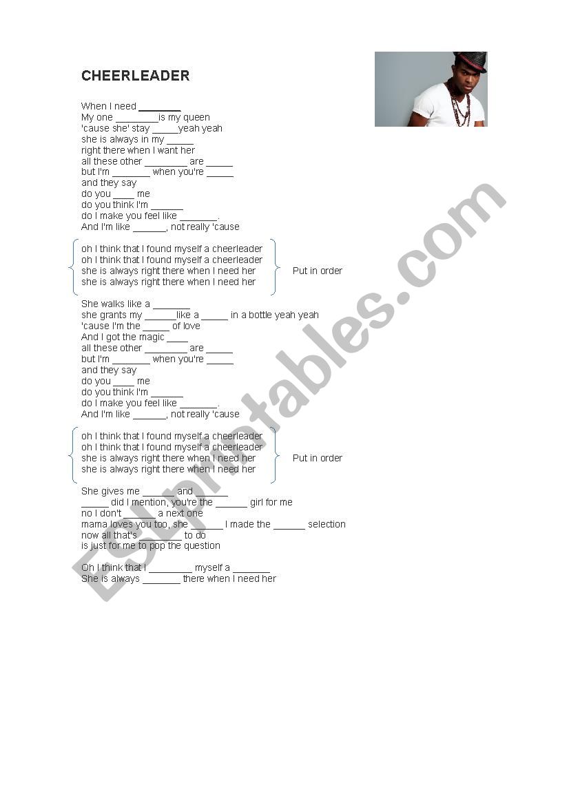 Cheerleader  worksheet