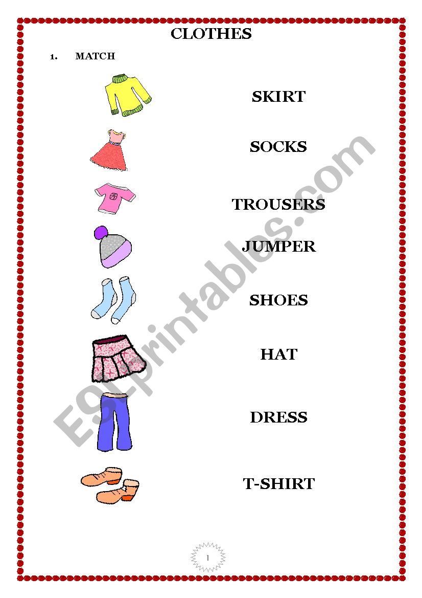 Clothes, primary words, clothes phonics - 3 pages