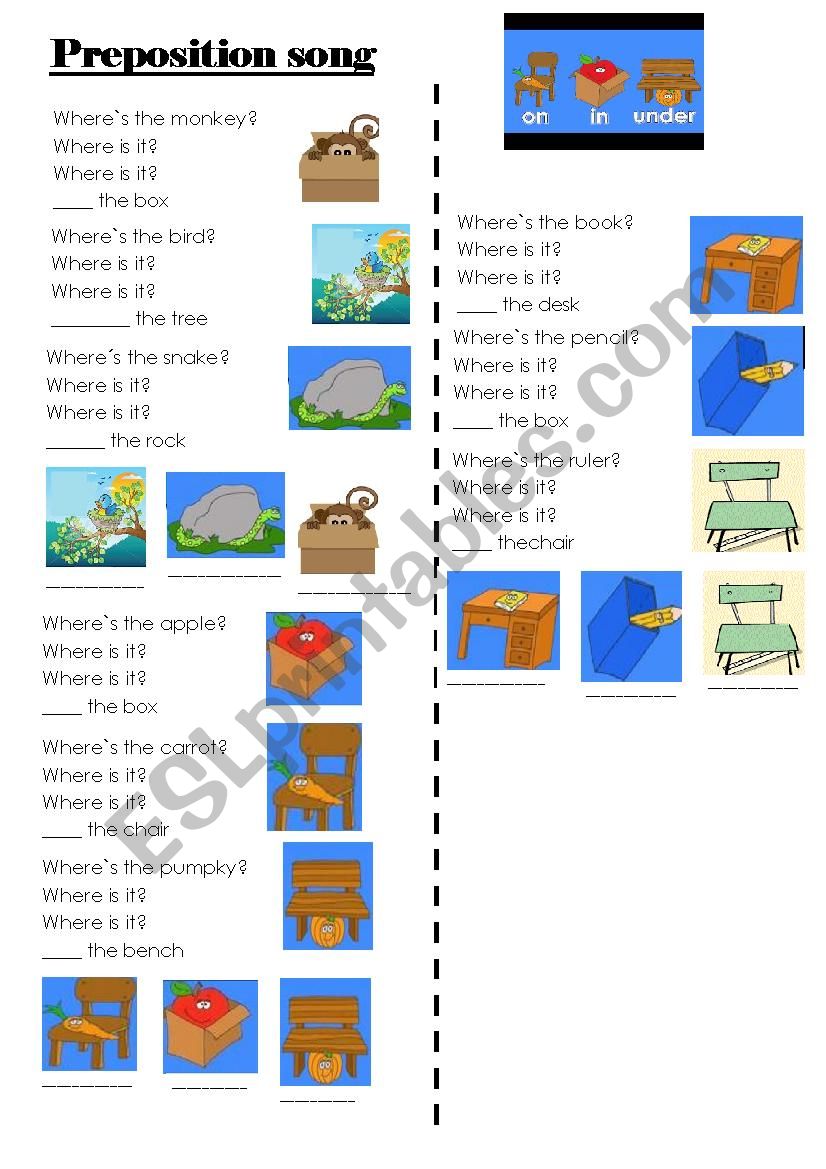 preposition worksheet