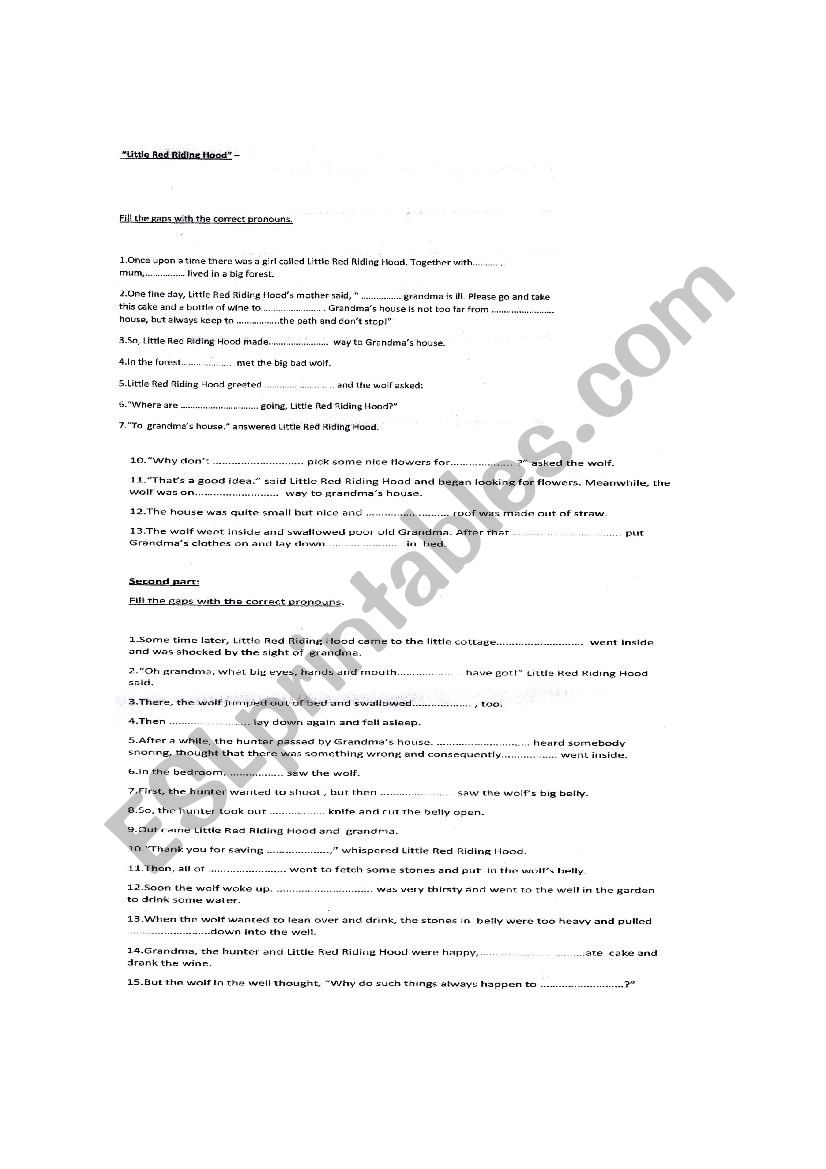 Pronouns worksheet