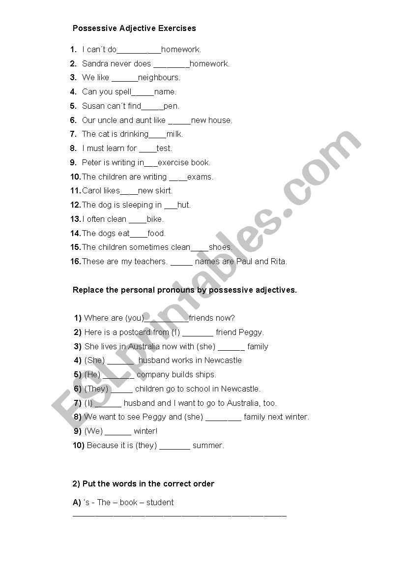 Possessive Adjectives worksheet