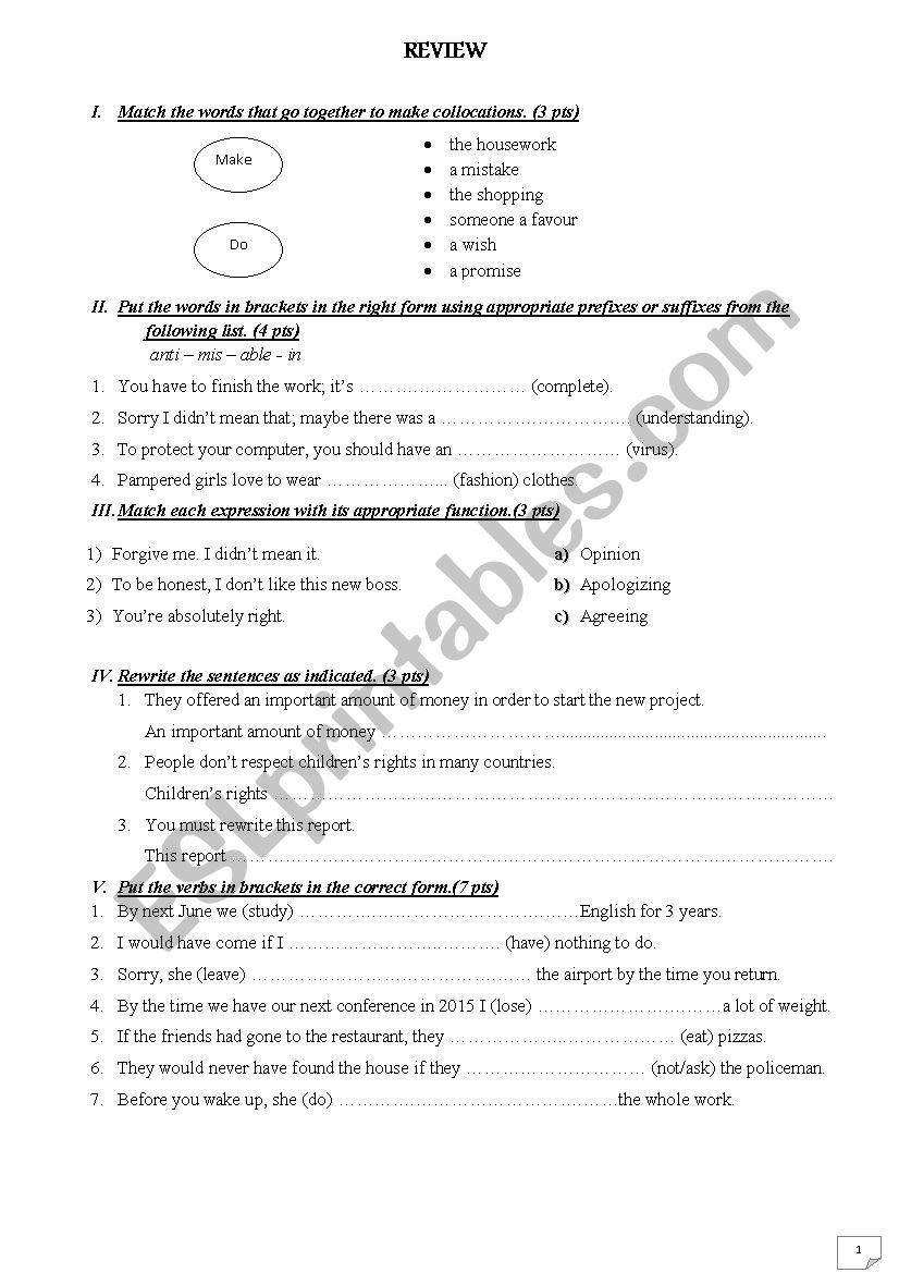 Language Review-2nd Bac  worksheet