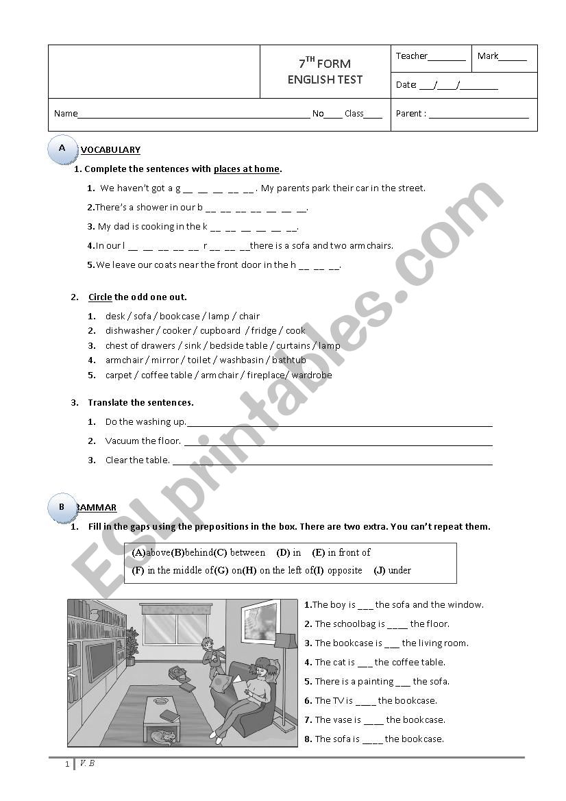 Test House - B worksheet