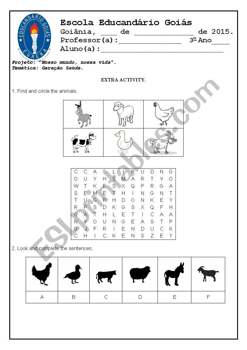 Animals - Its a /an worksheet