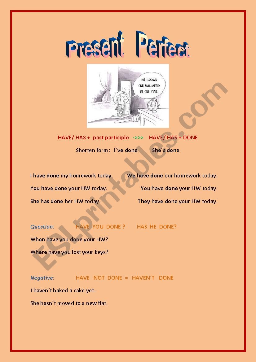 Present perfect - grammar  worksheet