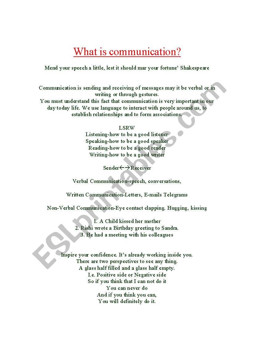 Communication worksheet