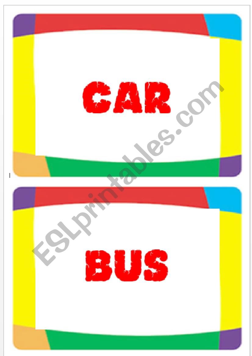 transportation word flashcards- part 1