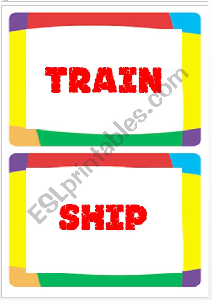 transportation word flashcards- part 2