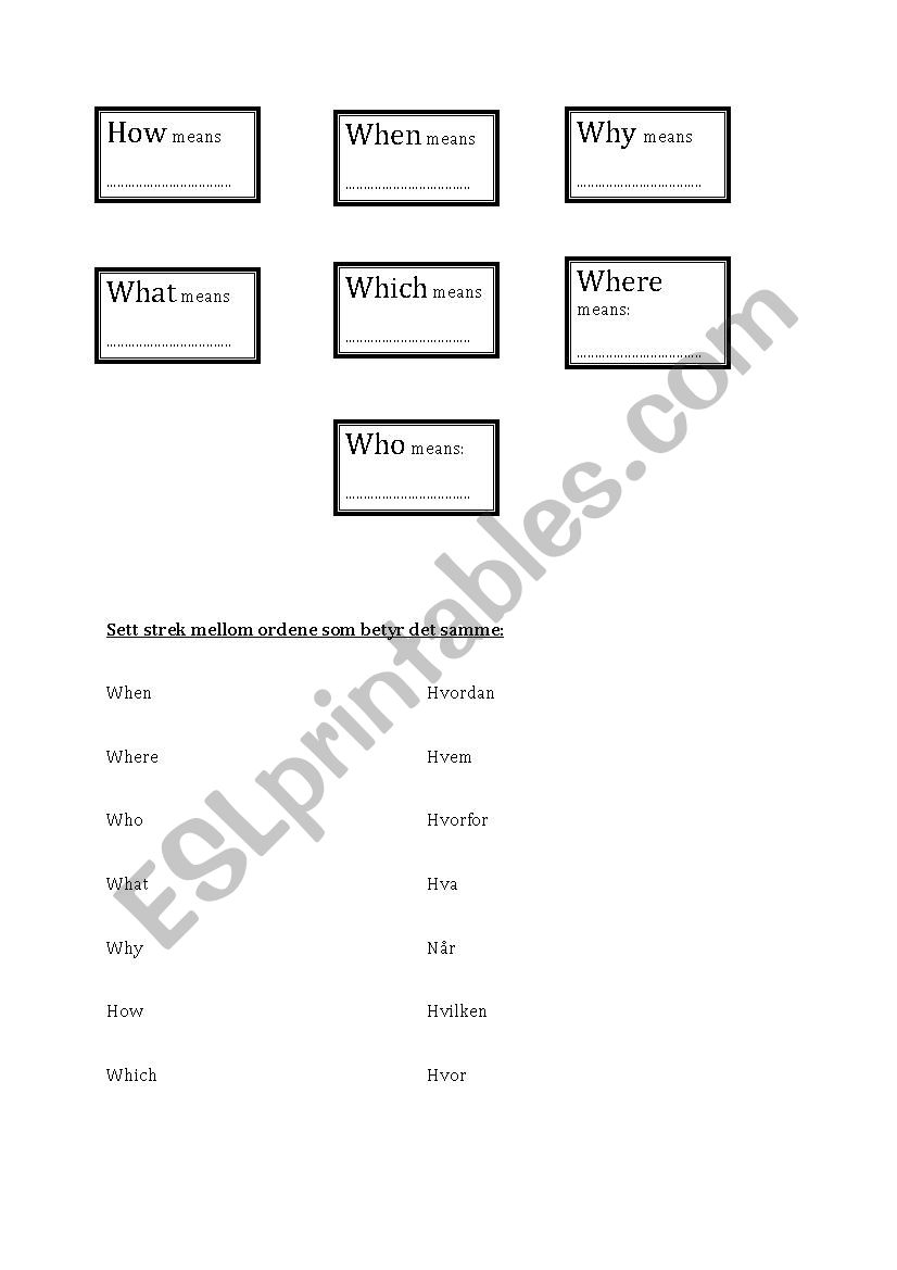 Sprreord worksheet