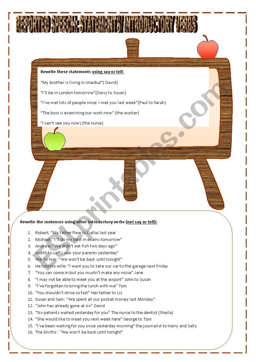 reported speech:use other introductory verbs