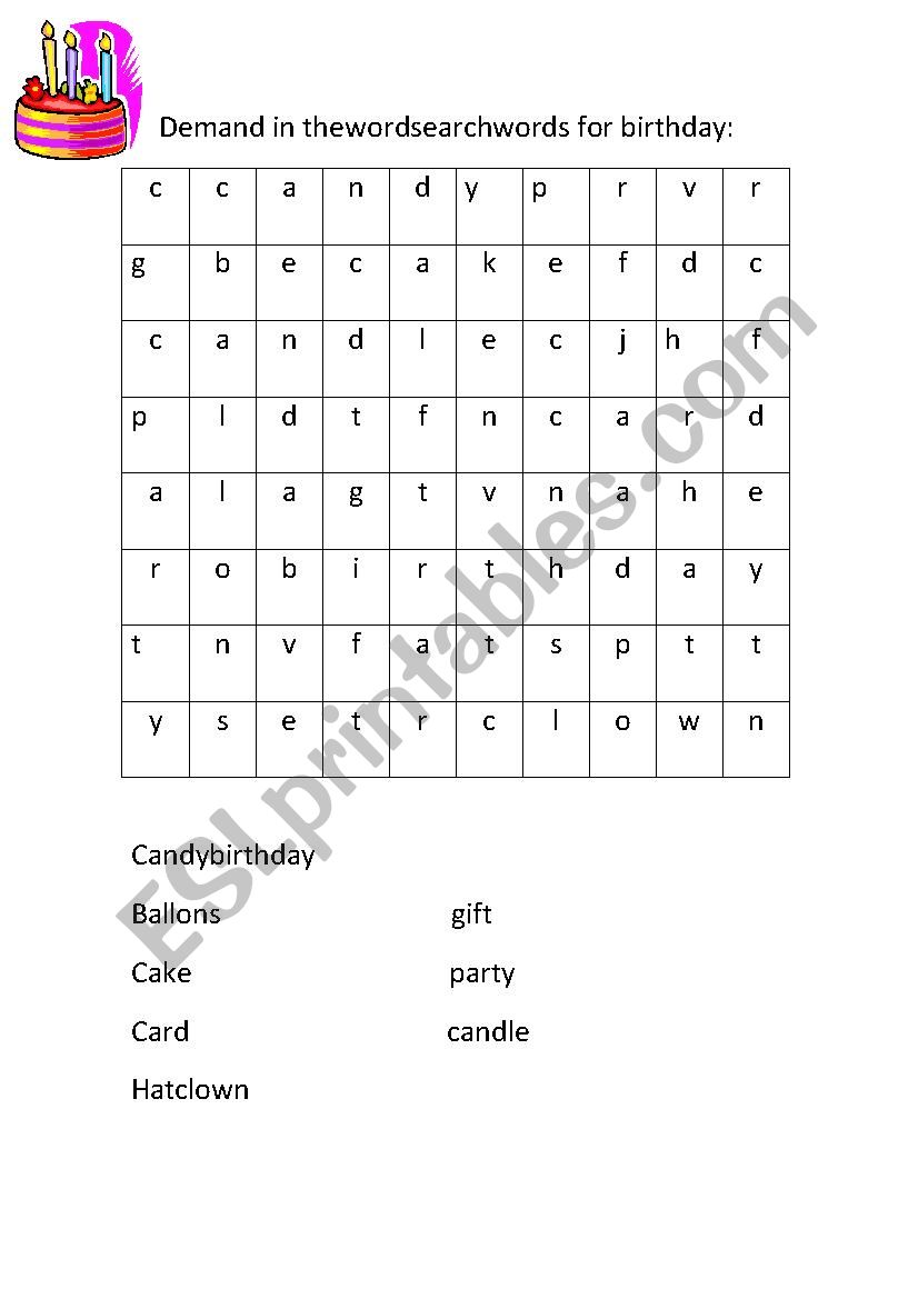 birthaday worksheet