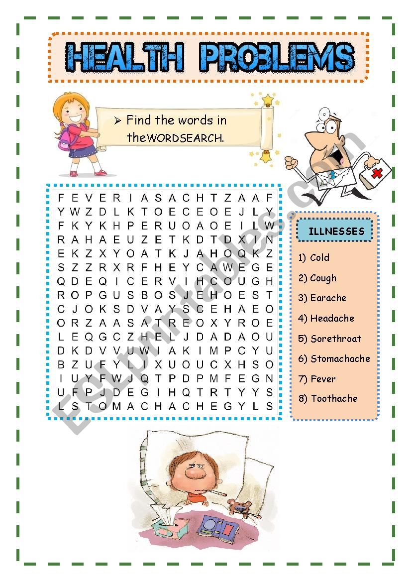 Health Problems - Illnesses worksheet