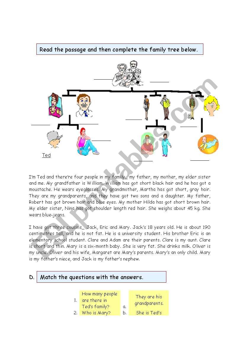 Family Tree worksheet