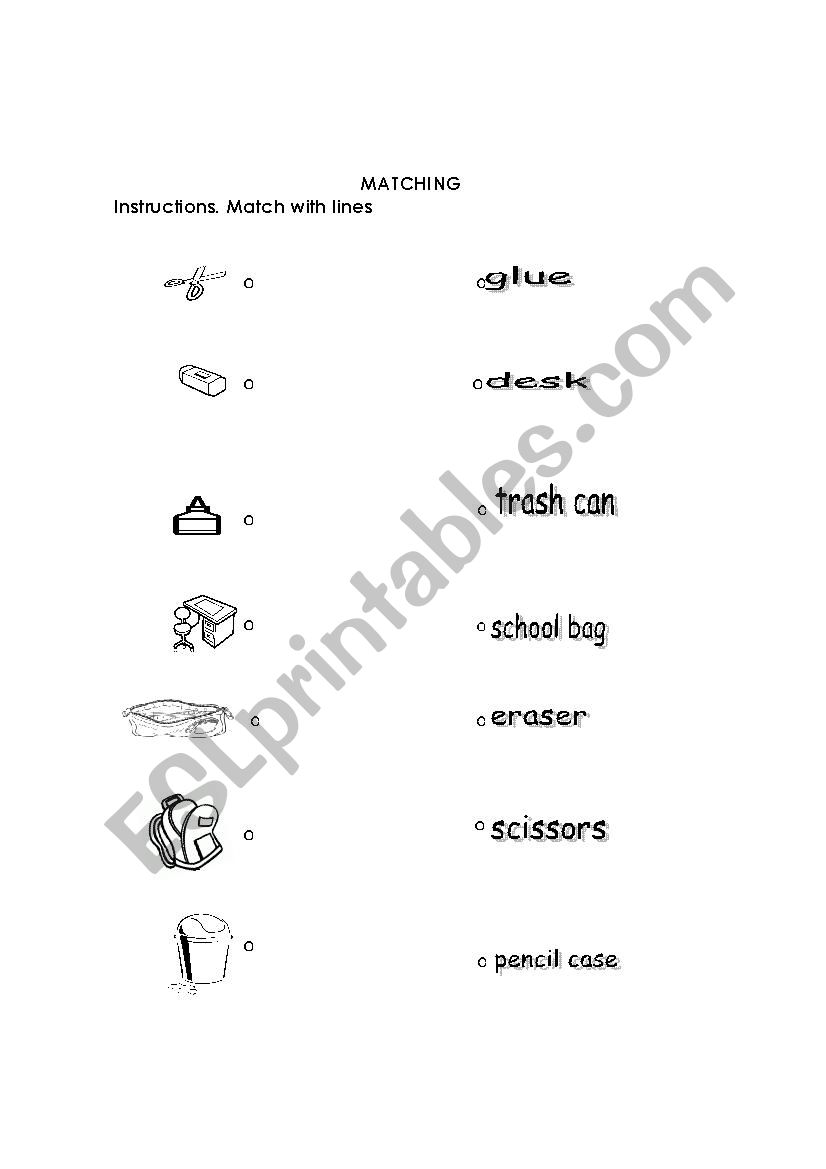 matching worksheet