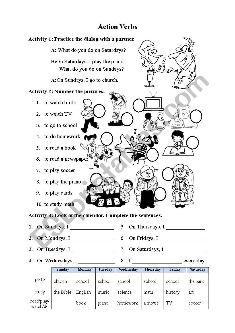 Verbs (past, present, future) worksheet