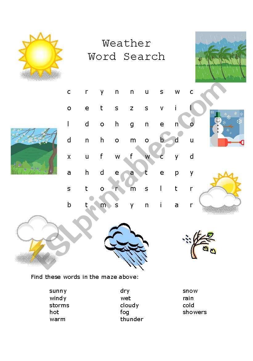 Weather Word Search worksheet