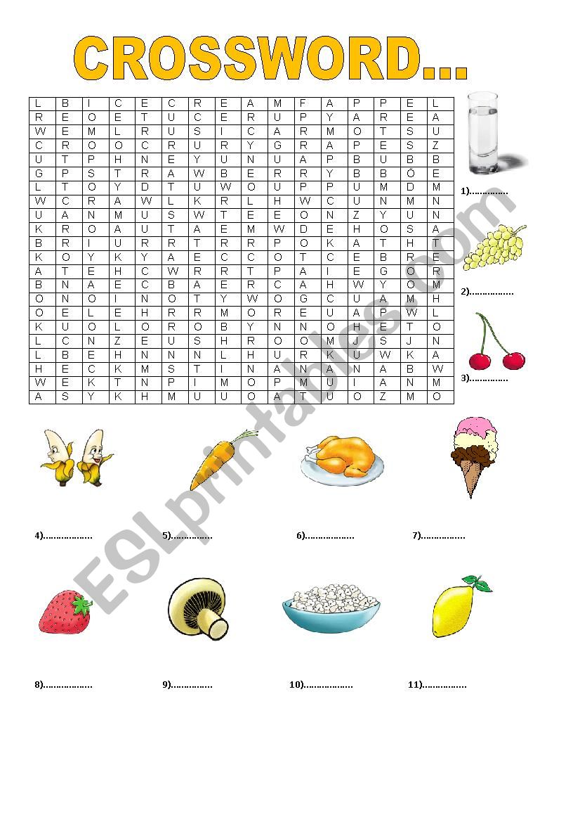 Foods Crossword worksheet