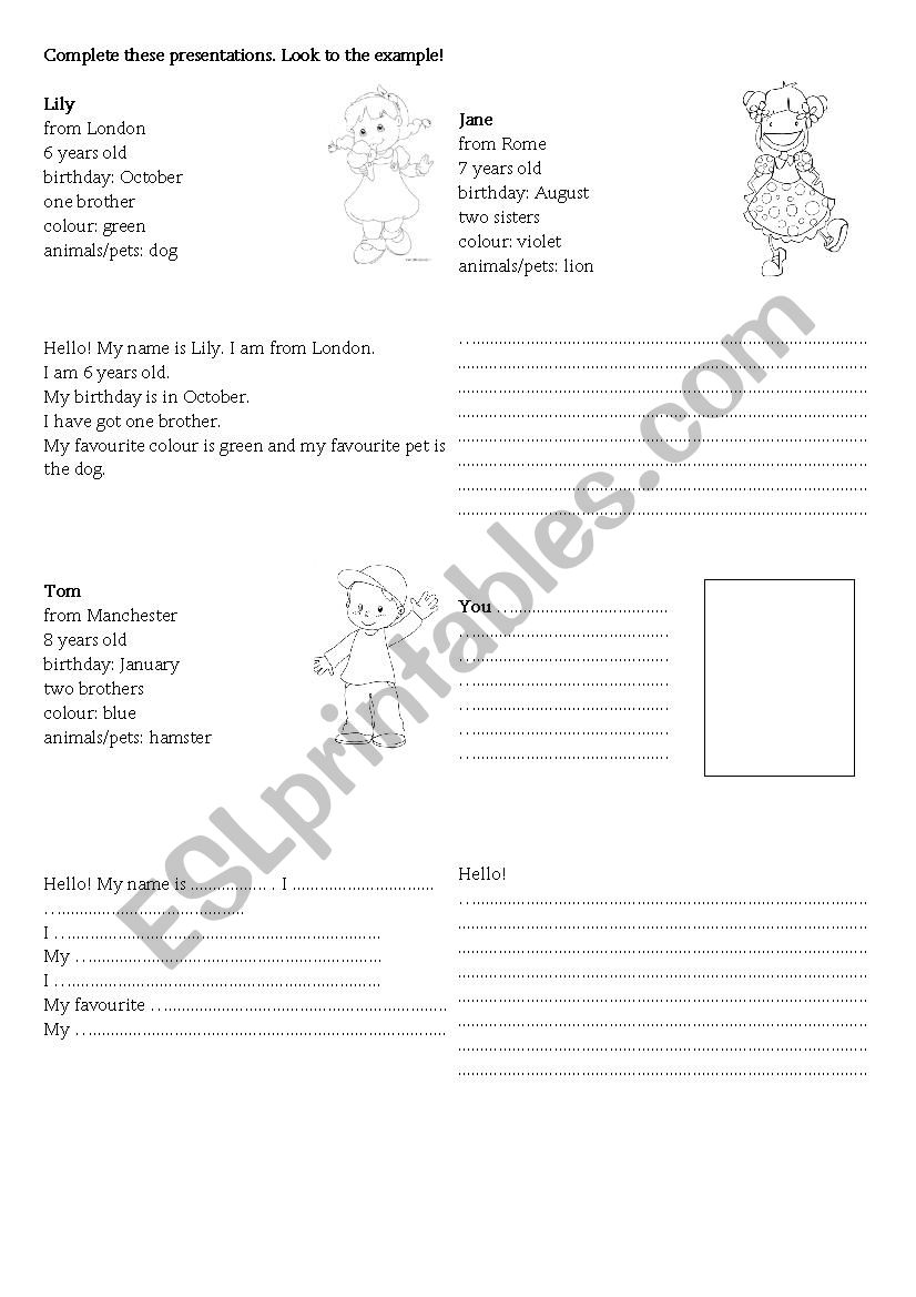 Give personal information worksheet
