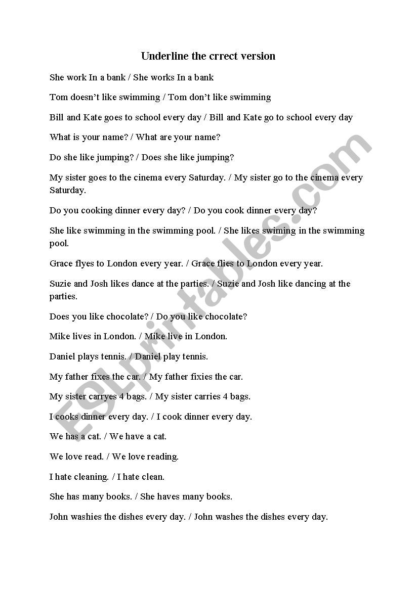 Choose The Correct Sentence ESL Worksheet By Motuk97