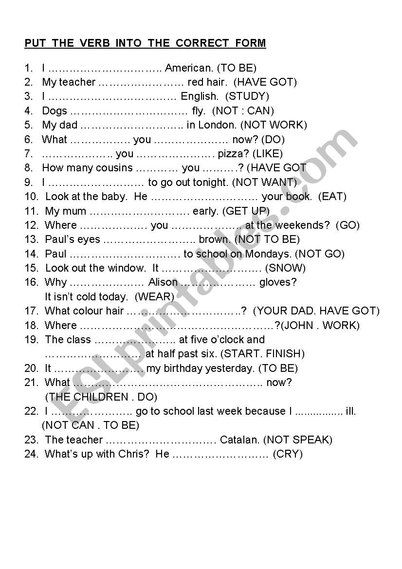 mixed  tenses worksheet