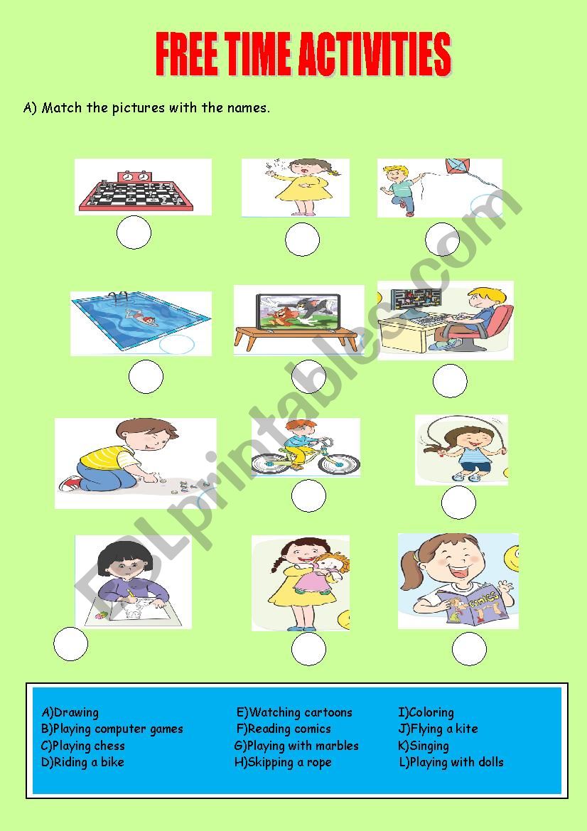 free time activity worksheet