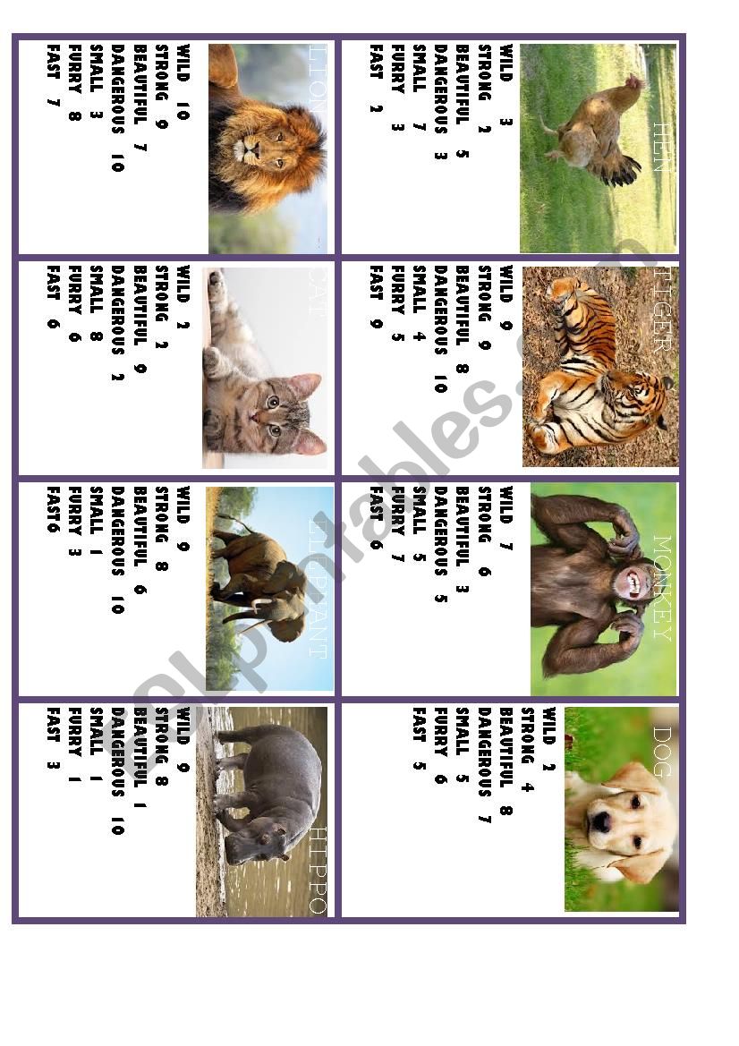 Comparison game 4 worksheet