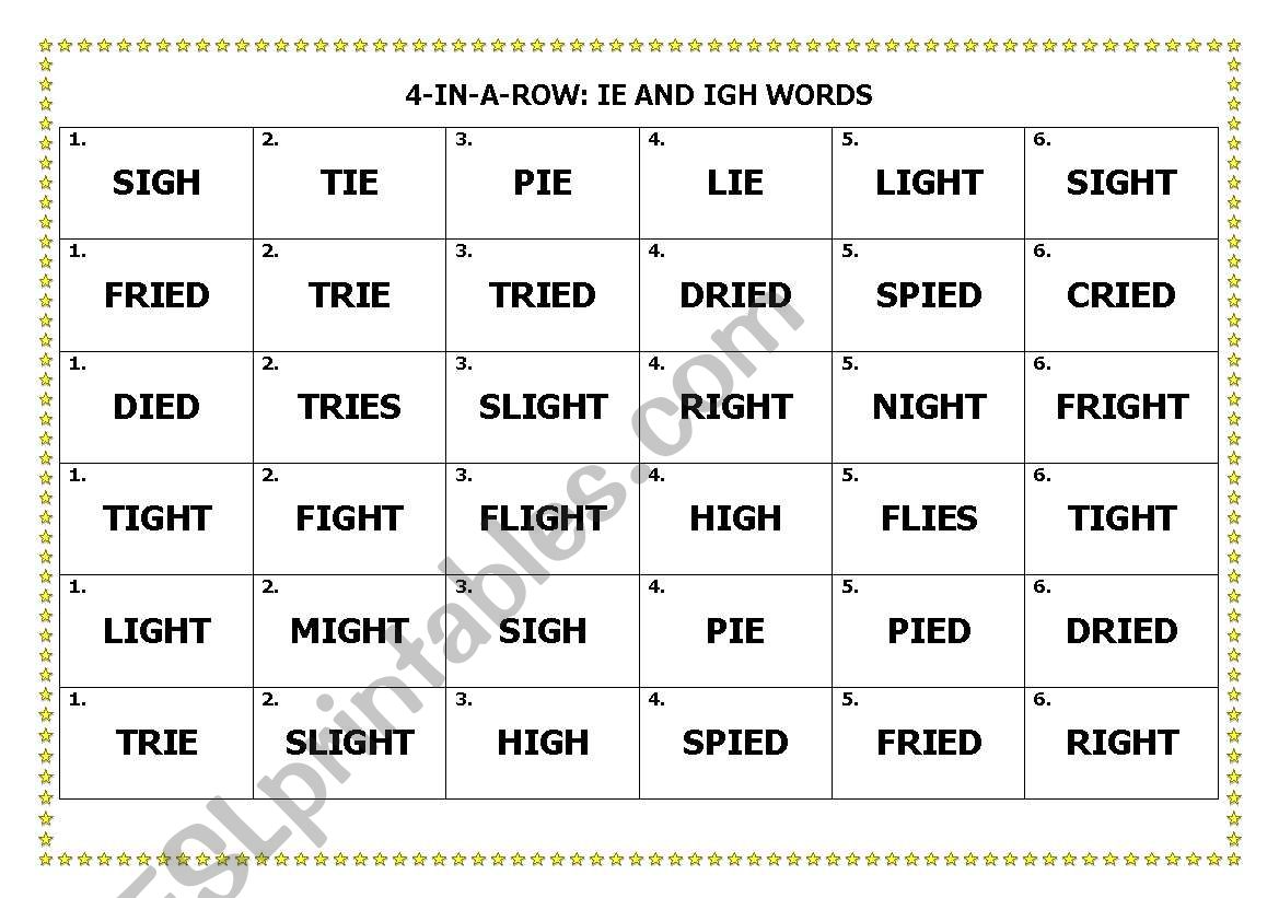Reading game: ie and igh words