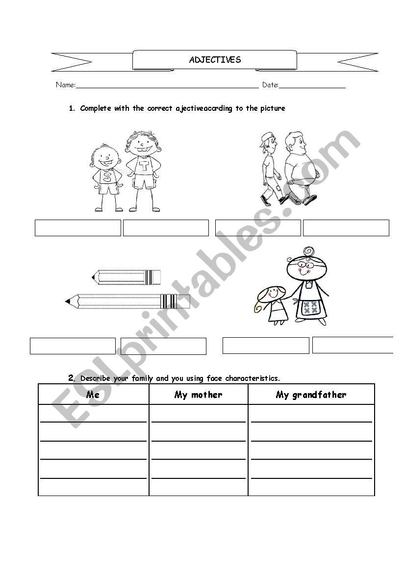 Adjectives worsheet worksheet