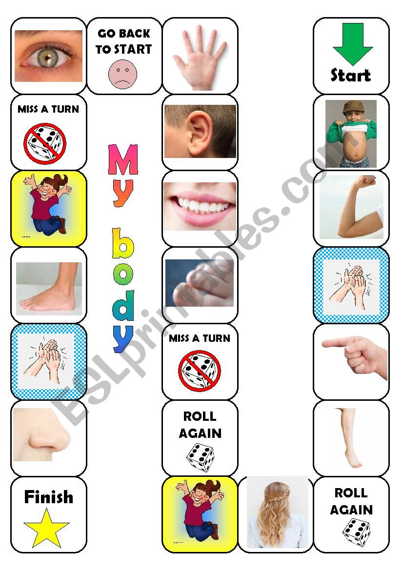 Body Parts Boardgame worksheet