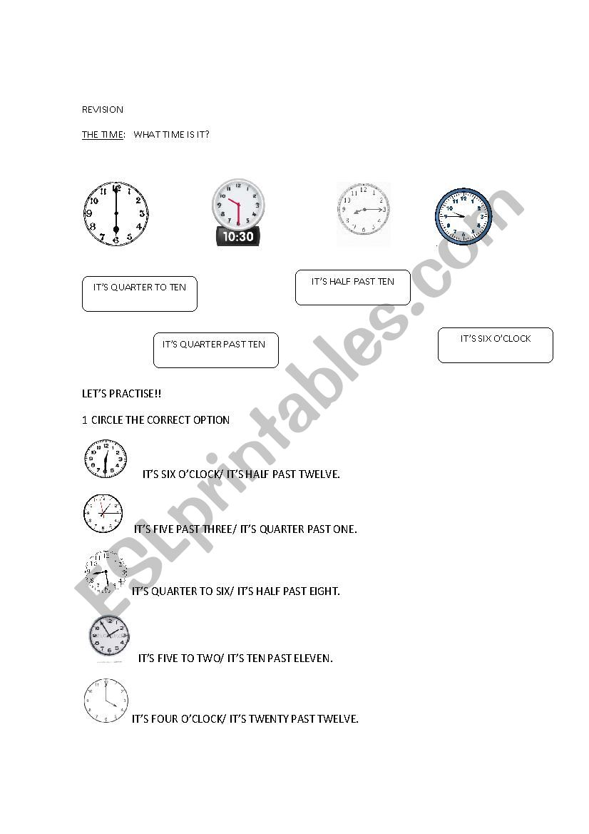 the time worksheet