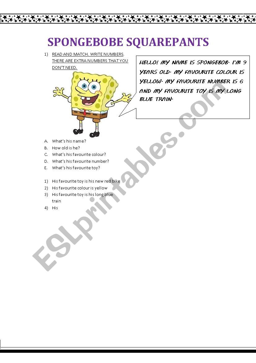 Spongebob reading comprehension