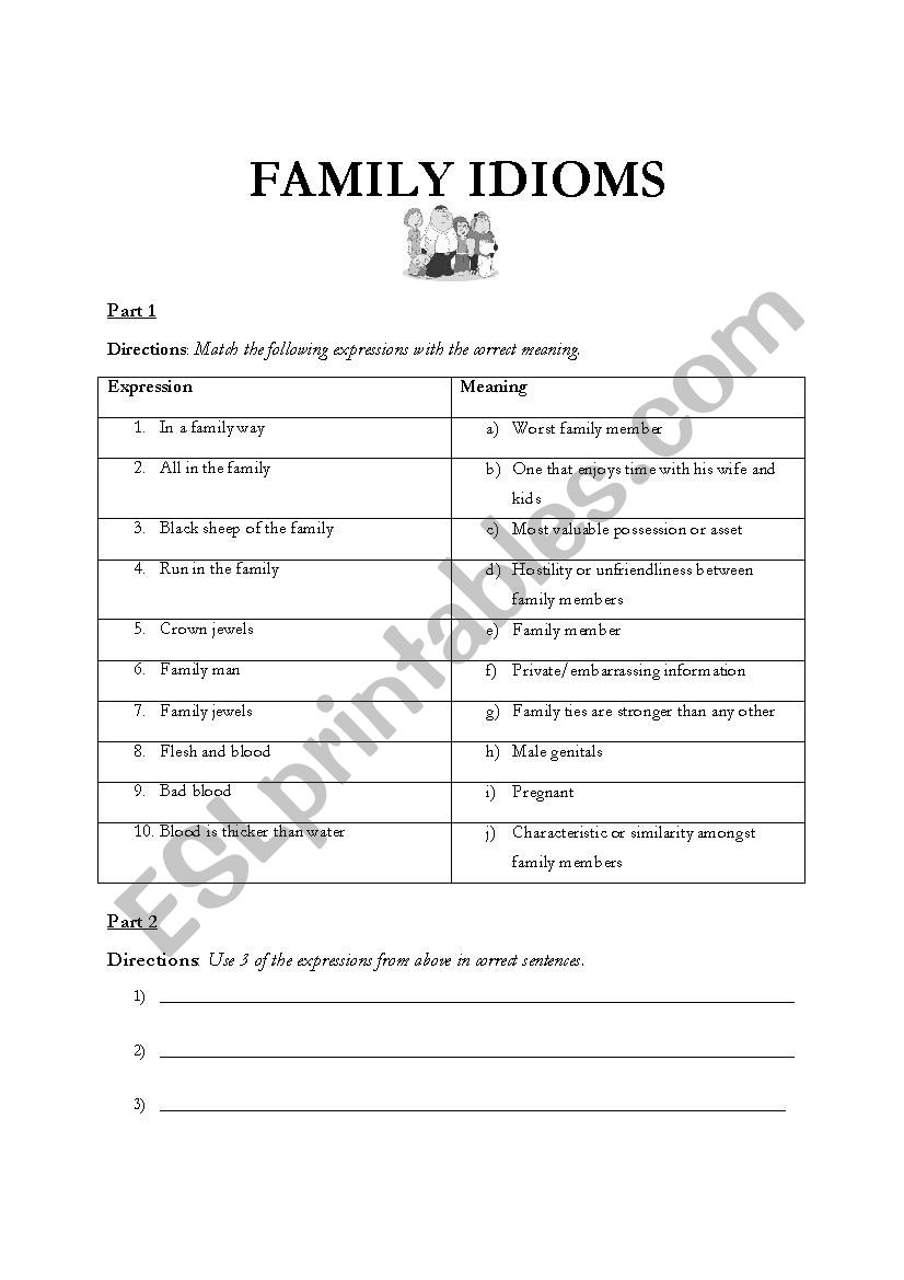 Idioms worksheet