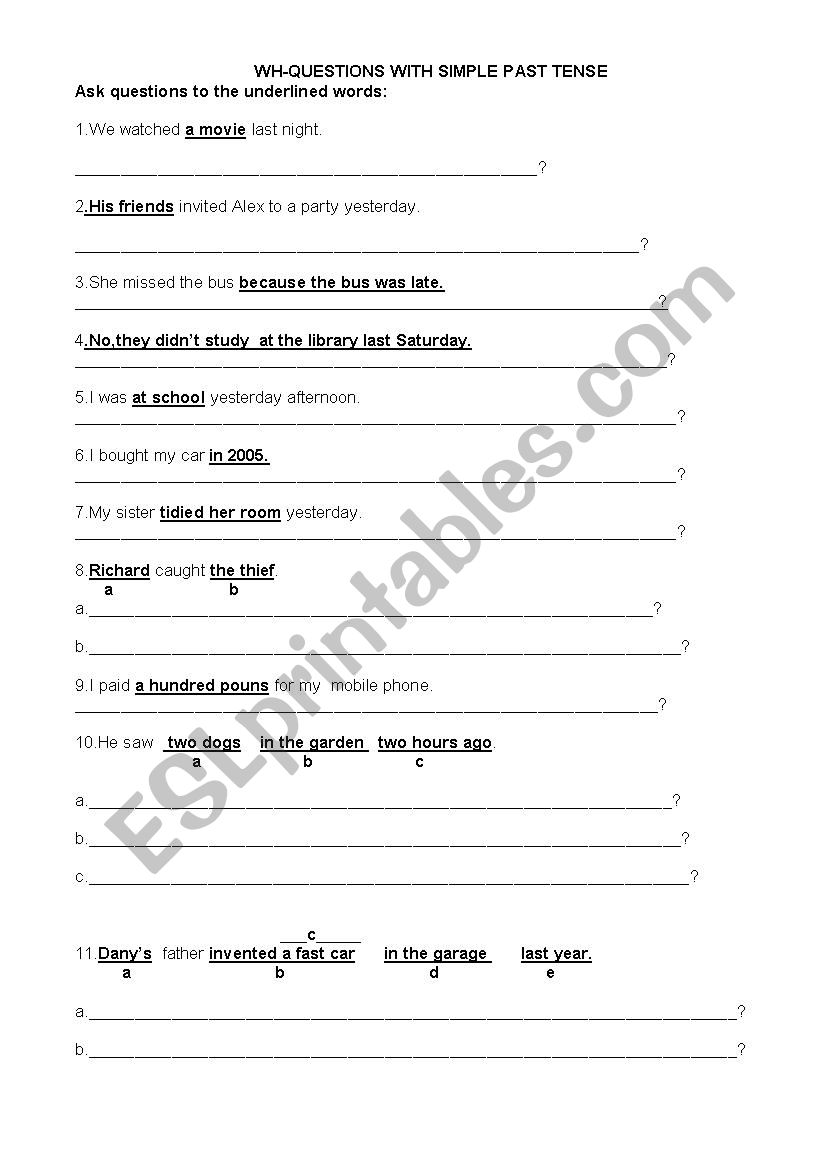 Wh-questions worksheet