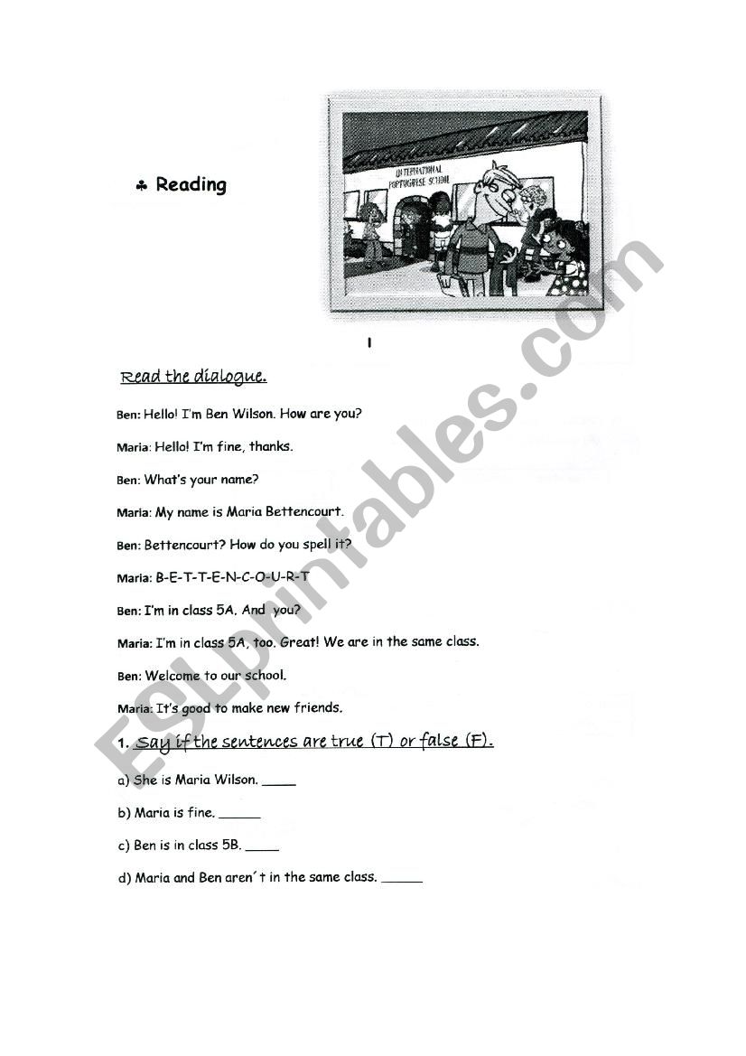 reading practice worksheet