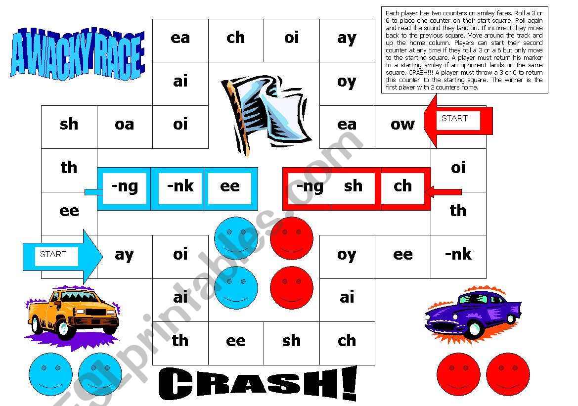 Reading game: Diagraphs worksheet