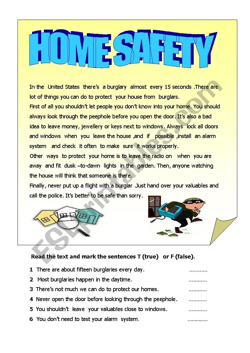 HOME SAFETY worksheet