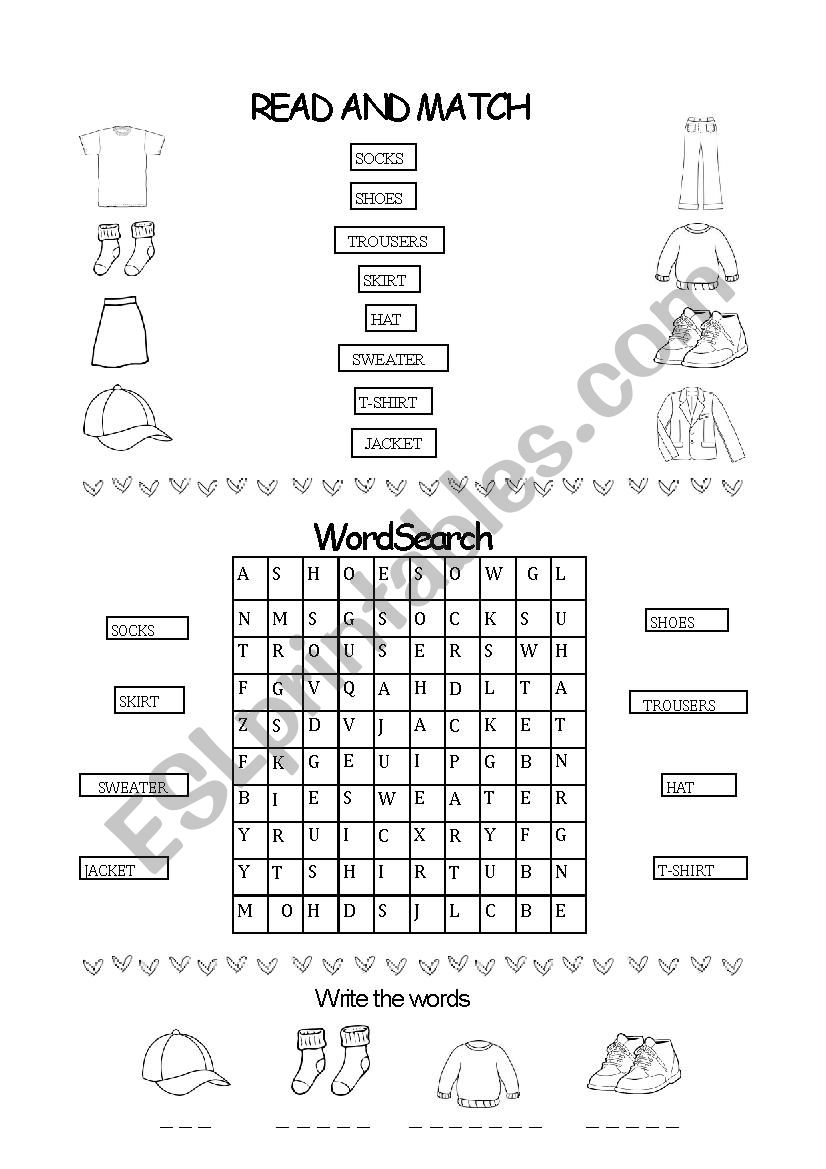 clothes worksheet