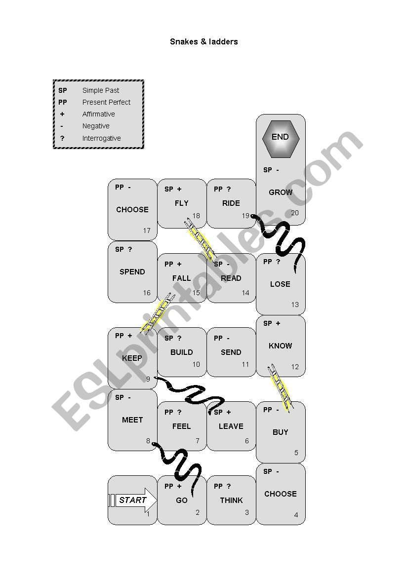 Snakes and Ladders worksheet