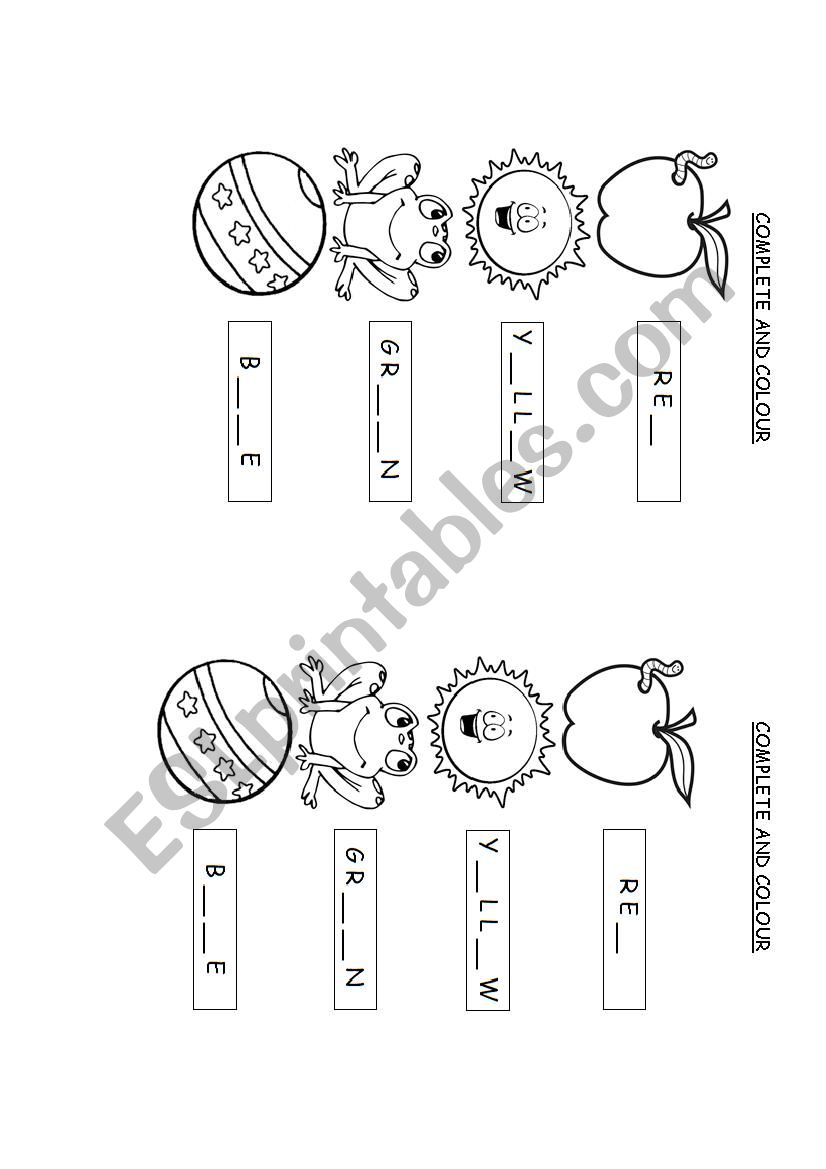 colours worksheet