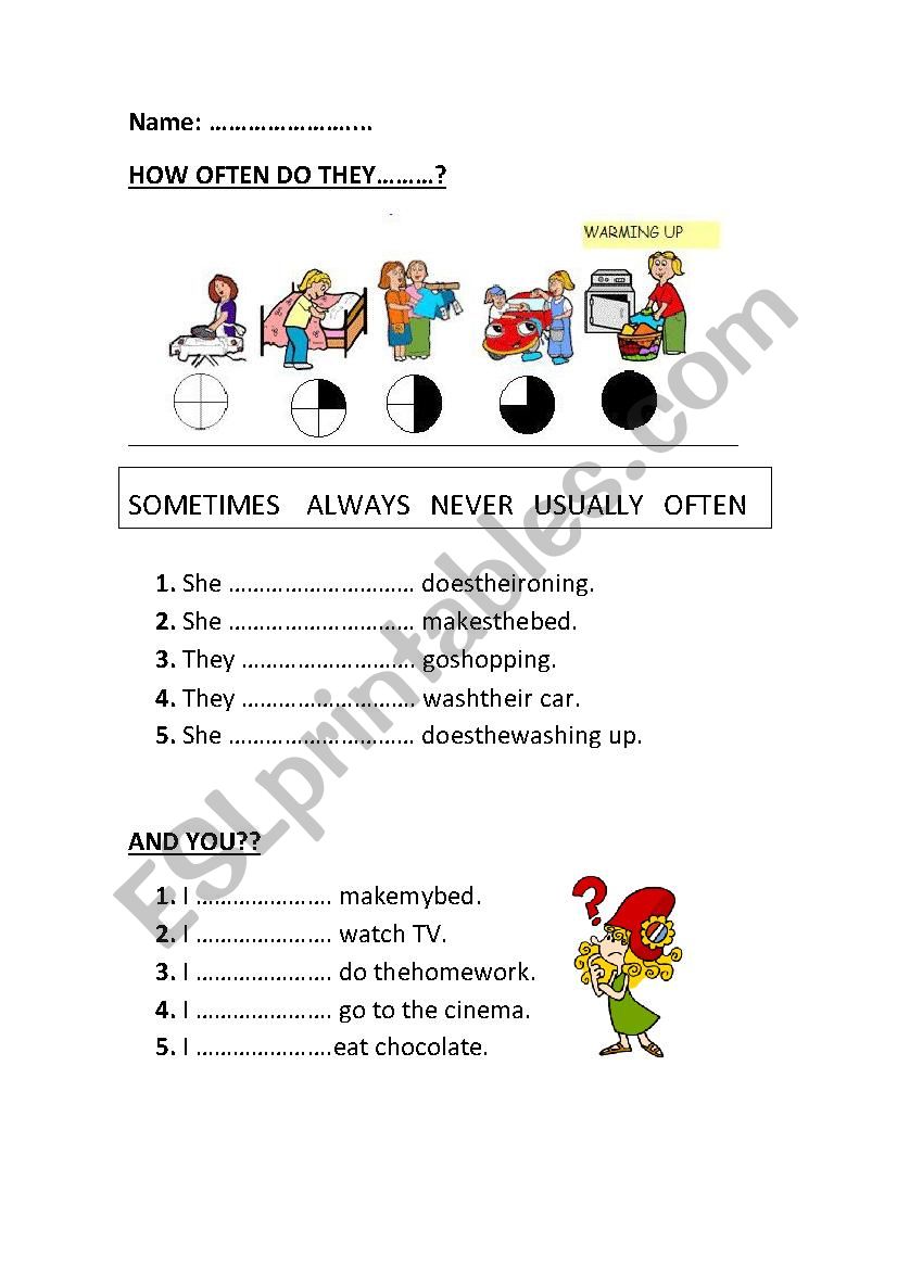 Frequency adverbs worksheet